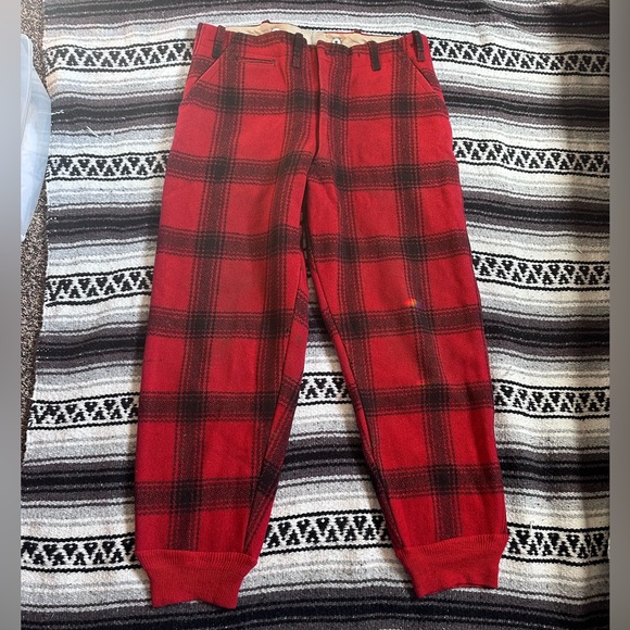 Woolrich Pants Jc Higgins Vintage Wool Plaid Hunting Pants Red